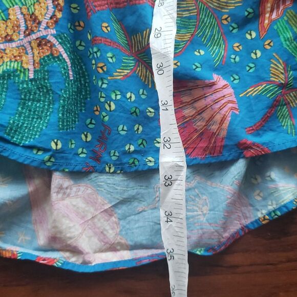 Farm Rio Tropical Mini Dress XL Chic Feminine Summer Embroided Cotton Tiered - Picture 11 of 12